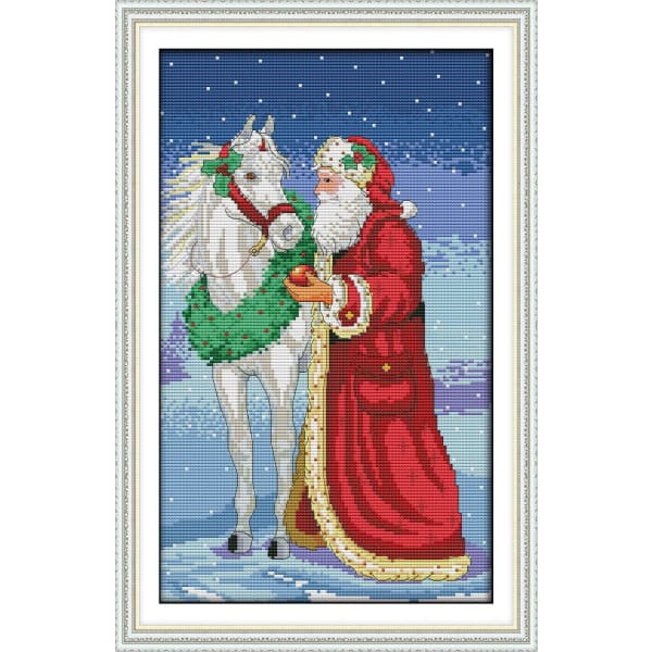 Christmas old man and the horse