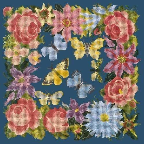 Clematis, Rose, and Butterflies - NEEDLEWORK KITS