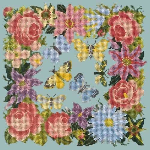Clematis, Rose, and Butterflies - NEEDLEWORK KITS