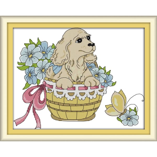 Flower basket dog
