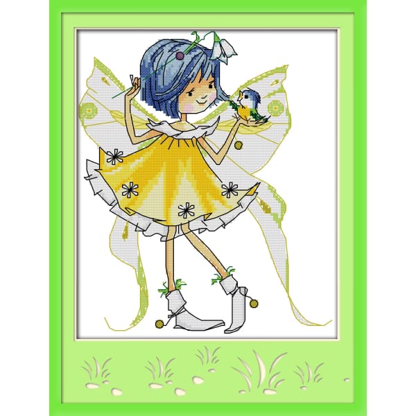 Flower pretty woman and bird