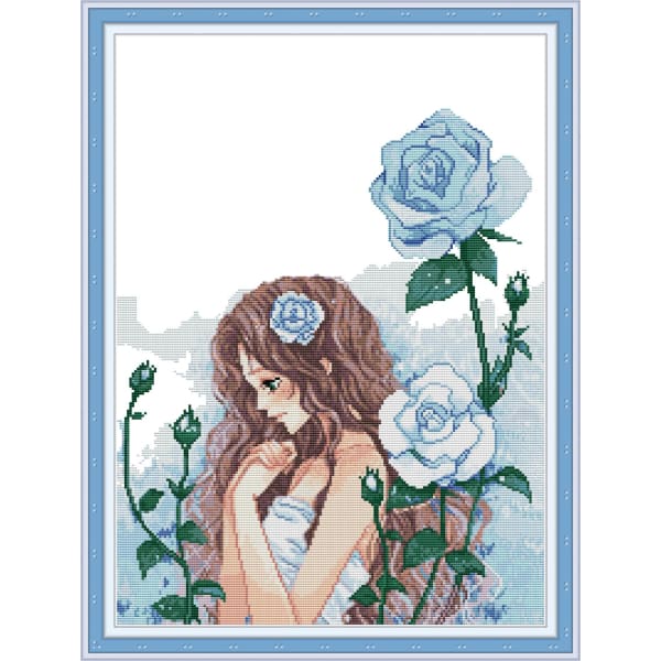 Maiden and blue rose