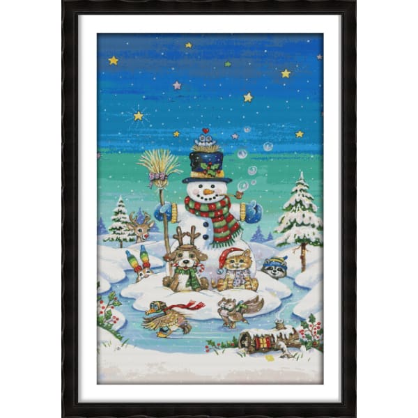 Kit De Broderie Point De Croix Bonhomme De Neige 14ct - Thème Noël/Fêtes