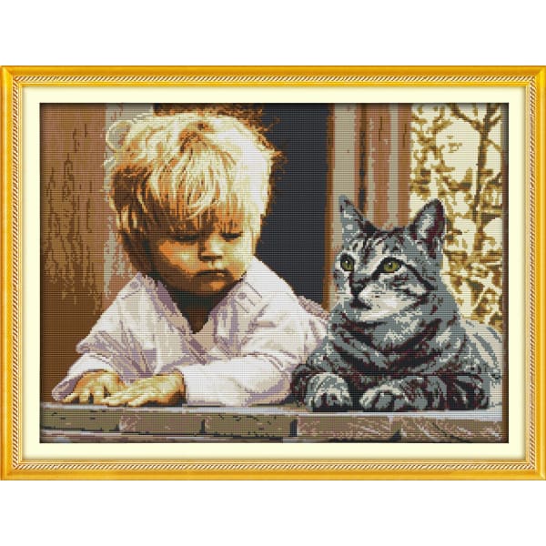 The boy and cat