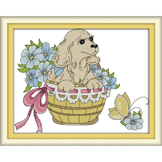 Flower basket dog