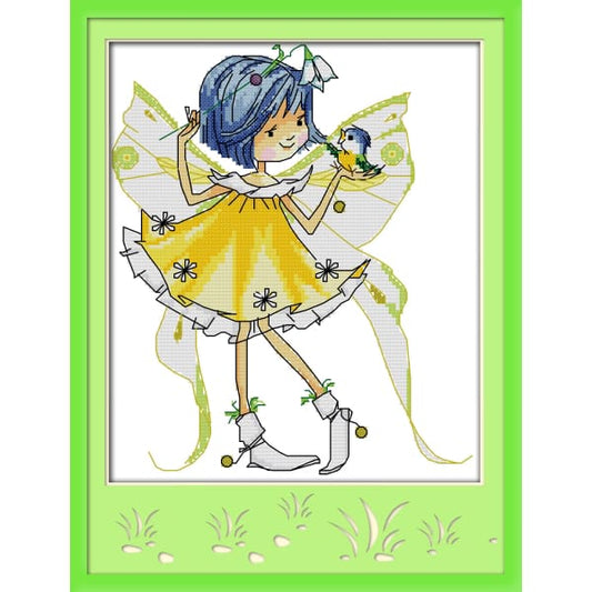 Flower pretty woman and bird