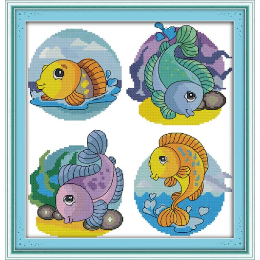 Four small goldfishes