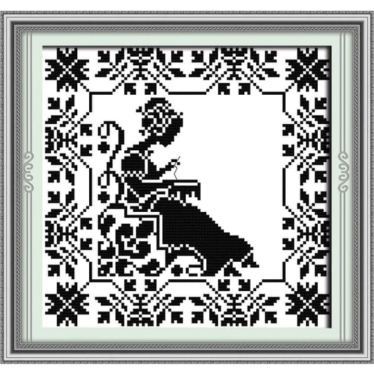 Monochrome embroidered mother