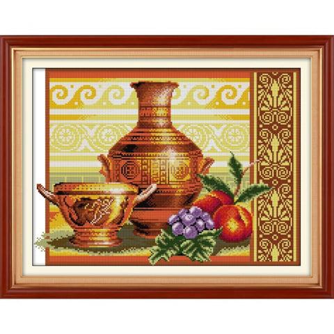 Pottery and fruit