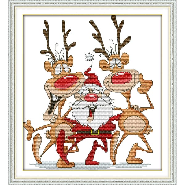 Santa and the reindeer