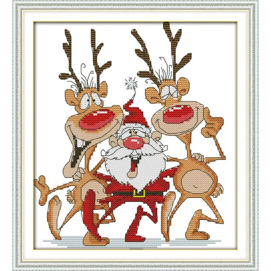 Santa and the reindeer